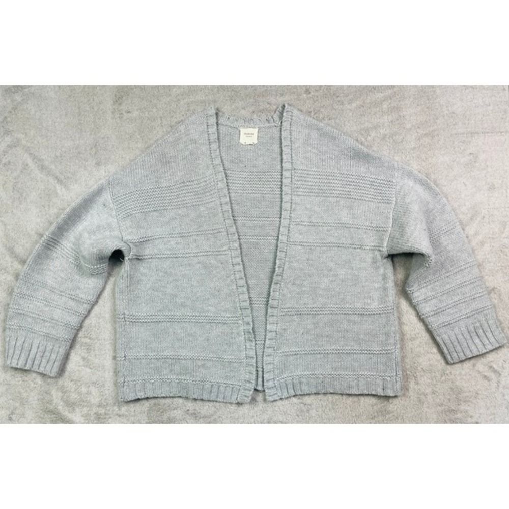 Harper Heritage Cardigan Women Medium Gray Excellent Open Front Textured Knit